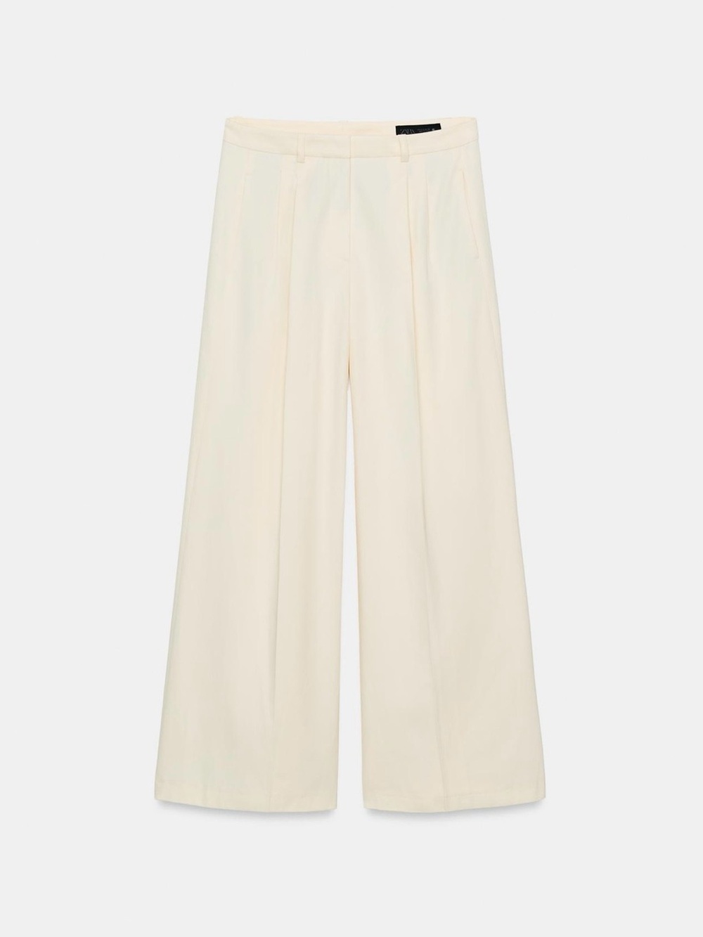 Zara NWT ZW Collection Wide-Leg Cream Trousers in Ecru